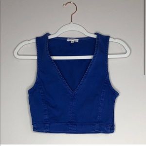 Wilfred Cobalt Deep V Denim Crop Top